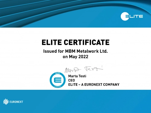 MBM Metalwork получи сертифицирането на Euronext Elite Program